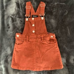 Rust color corduroy overall dress. DKNY